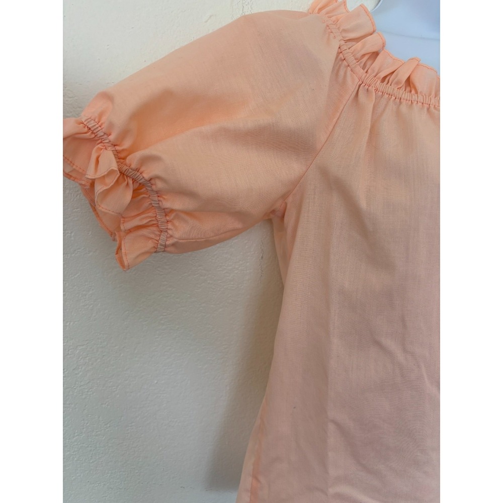 Vtg Square Dance blouse Bettye Small Peach Puff Sleeves Coquette Ballet Prairie - Picture 5 of 16